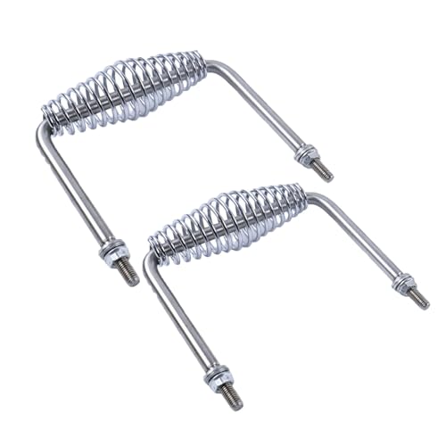 Image of 2X 6 inch Stainless Spring Handle 5 inch Wide Overall with 1 /2 inch Steel Rod Compatible with Most BBQ Pits Trailers Grills Custom Metal Projects Smokers Wood Stoves and Cabinets