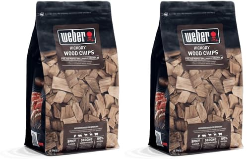 Image of Weber Smoking Chips (700g Pack) - Hickory wood, for beef, pork, game & poultry, strong/intense, slightly sweet aroma, made from 100% natural wood (17624) (Pack of 2)