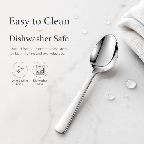 Image of SANTUO 8-Piece Dinner Spoon Set, Stainless Steel Spoons, Mirror Polished Dishwasher Safe Table Spoons for Soup, Cereal, Rice, Kitchen and Restaurant