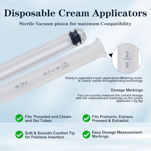 Image of 20 Pcs Disposable Vaginial Cream Applicator, with Dosage Markings Fit to Most Lub, Cream, or Gels