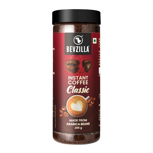 Image of Bevzilla 200g Classic Strong Instant Coffee Powder + 48 Assorted (4 Flavours) Instant Coffee Powder Sachets| Arabica Beans|Best For Espresso, Latte, Cappuccino|Enjoy Hot & Cold