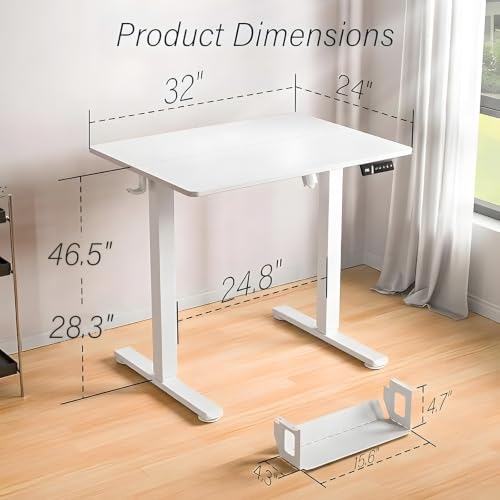 Image of Kingant Standing Desk, 32x24 Inch Electric Height Adjustable Computer Desk
