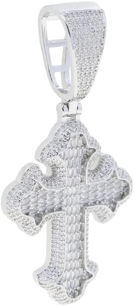 Hip Hop Vintage Cross Pendant Necklace Iced Out Shiny Square White Cubic Zircon Jewelry - Image 4