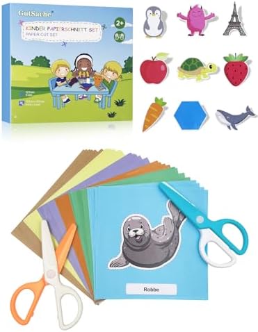 Set de tijeras para niños con 2 tijeras y 48 papeles de manualida...