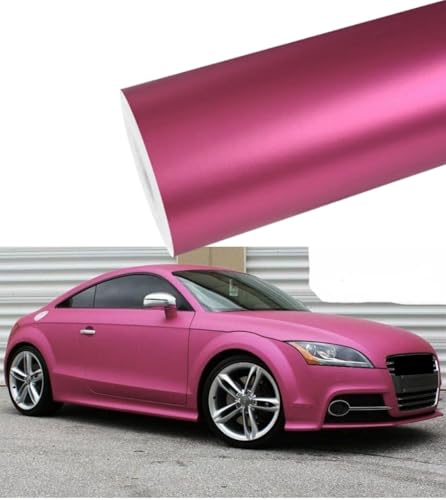 Image of WISDOM Pink Metallic Vehicle Wrap Vinyl Matt Finish Easy Apply Air-Release Weatherproof DIY Car & Motorcycle (Pink Metallic, 20 Inch X 4 Feet)
