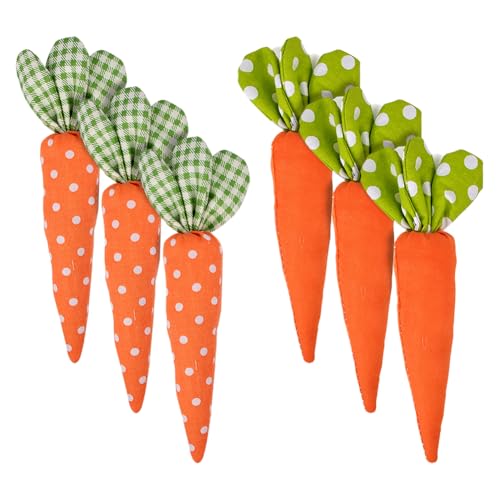 GSHLLO 6 Pcs Easter Fabric Carrots Artificial Craft Carrots Hanging Ornaments Holiday Decorative Carrots Fake Easter Vegetables Cute Fake Vegetables Photography Props for Bunny