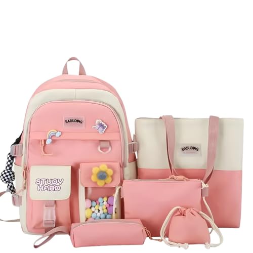 Kit Mochila Feminina Alça Costa Kawaii Estilosa Bolsa Sacola Transversal Moderna Juvenil Coreano Car