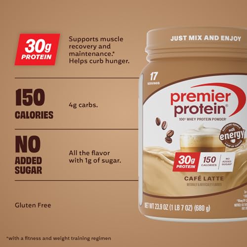 Image of Premier Protein Powder, Cafe Latte, 100% Whey, 30g High Protein, 17 Serving