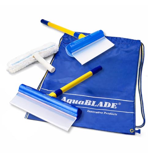 NANOPROTECTION Set Raclettes à Vitres AquaBLADE en Silicone avec Réservoir 20cm + 30 cm + mouilleur | Kit Nettoyage de Fenêtre | Qualité Professionnelle