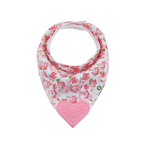 Pickle & Olive Baby Bandana Teething Bibs With Attached Teether- Set Of 4 - Floral #TOP6