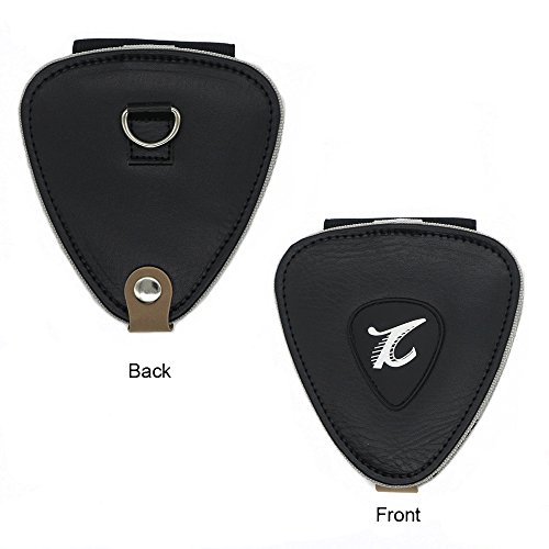 KKmoon Bolsa de couro PU para guitarra porta-palhetas de grande capacidade com 20 peças de celulóide