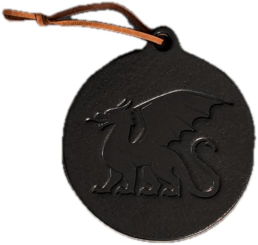 Dragon Circle Shape Christmas Ornament | Handmade | 4 x 4.4 (Black)