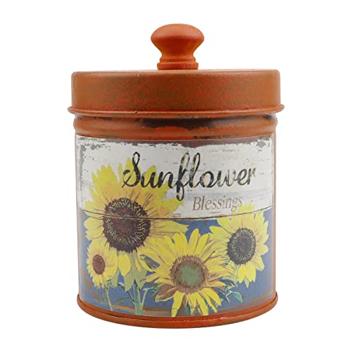 Doerdo Retro Iron Storage Box With Lid Vintage Farmhouse Kitchen Canister For Flour Sugar Coffee Tea, 4.8" X 3.8" #TOP18