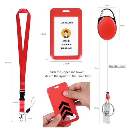 image for happyhbt Red Badge Holder and Retractable Reels,Lanyard with Release B