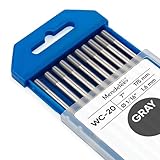 WC-20 GREY 1/16' Tungsten Electrode TIG Welding 10-Pack (2% Ceriated EWCe-2)