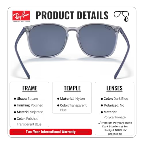 Image of Ray-Ban RB4387 Square Shaped Sunglasses for Men & Women with Official RAYBAN Eyewear Kit