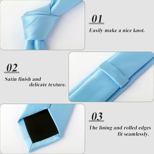 Image of Landisun Black Tie Men Women Solid Skinny Ties Slim Ties Satin Tie