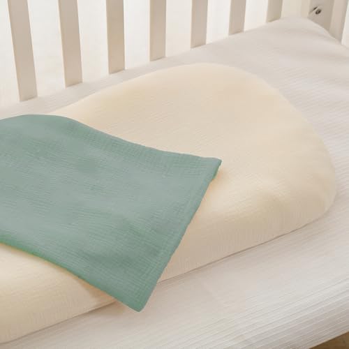 Image of guruixu Muslin Baby Lounger Cover 2 Pack, 100% Cotton Infant Lounger Cover, Soft & Breathable Replacement Slipcover, Compatible with Snuggle Me Newborn Lounger (Roman Green,Cream)