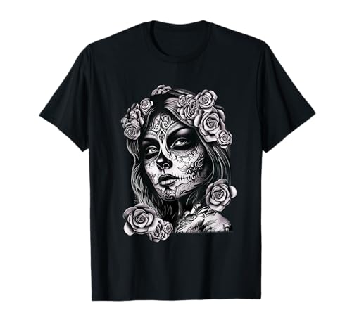 Sugar Skull Damen De Los Muertos La Catrina Day Of The Dead T-Shirt