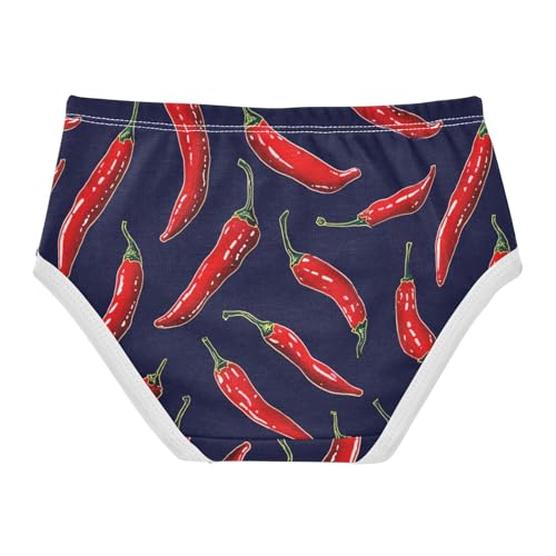 Wusikd Red Chili Girls' Underwear Cotton Peppers Dark Girls Briefs Soft Toddler Underwear 2T2