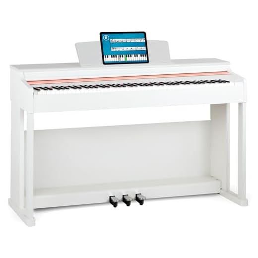 McGrey DP-19 WM Teclado de piano digital - 88 teclas contrapesadas & acción de martillo y respuesta táctil - 8 sonidos - 32 ritmos de acompañamiento - Piano electronico y 3 pedales - Blanco mate