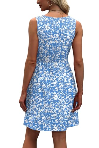 Image of WIHOLL Women's Summer Dress 2026 A-Line Sleeveless Casual Sundress with Pockets Floral /Solid
