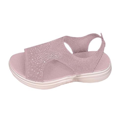 Sandales compensées femme en maille tricotée confort