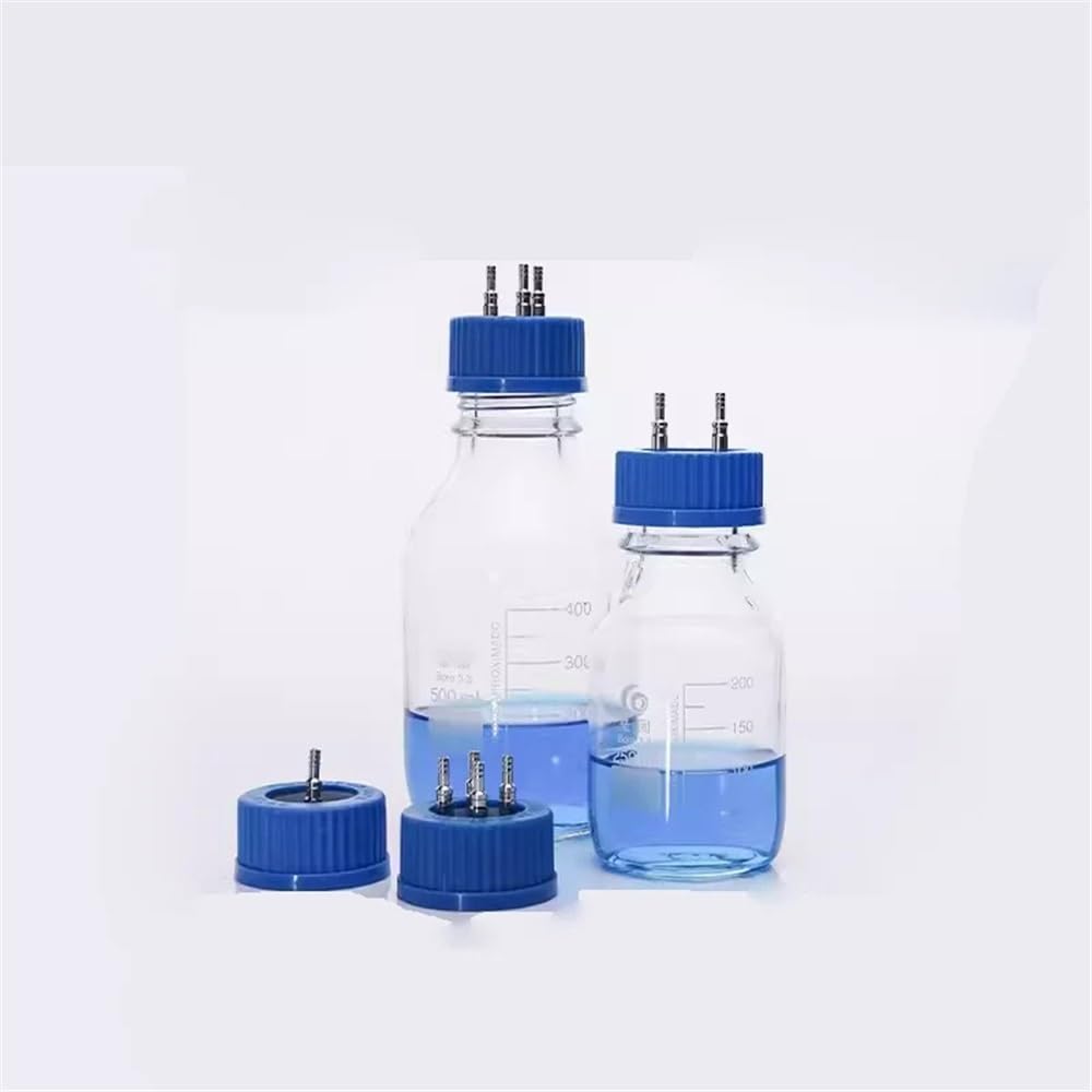 Instrumentos y Equipos de Laboratorio Botella de reactivo con tapa azul, de seda transparente GL45, con boca de rosca, de acero inoxidable for laboratorio.(PP-4way-4-6mm)