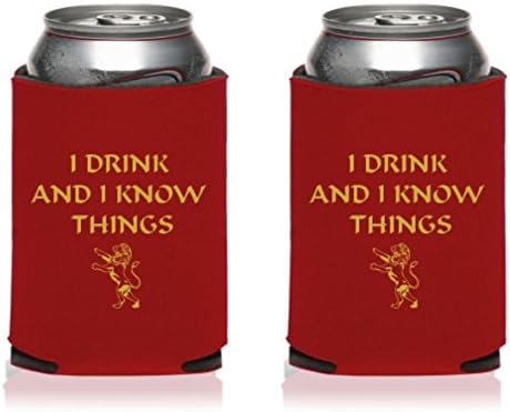 I Drink and I Know Things - 2 Pack Can Coolers Red - Inspired by Game of Thrones