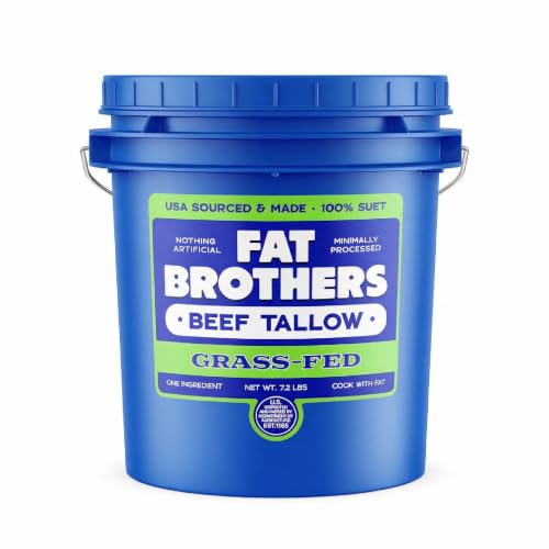 Fat Brothers Grass Fed & Finished Beef Tallow, 7.2 lb (1 Gallon) Pail