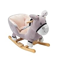 Rocking Horse & Animal Toy with Sound – Unicorn, Elephant, Donkey & Horse Designs – Soft Plush Rocker for Babies 9 Months+ | Develops Motor Skills & Sensory Play – Safe Wooden Base (Doodle Donkey)