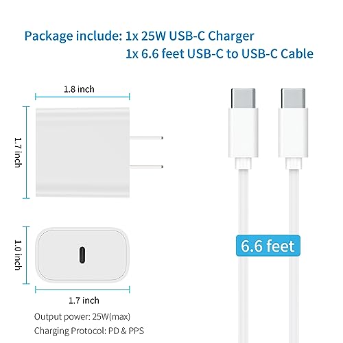 25W USB C Fast Charger for iPhone 15 Pro/Max, iPad Air 4th/5th, iPad Pro 12.9/11 inch, iPad Mini 6, New iPad 10th, PD USBC Wall Charger Block and USB-C to USB-C Charging Cable 6FT - Thumbnail 6