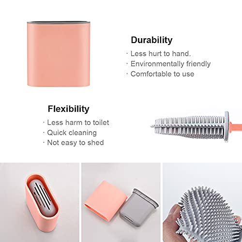 Ibergrif - Toiletborstelhouder, badkamer toiletborstelset, WC Flex borstel met houder, siliconen, roze, eenheidsmaat… - Image 5