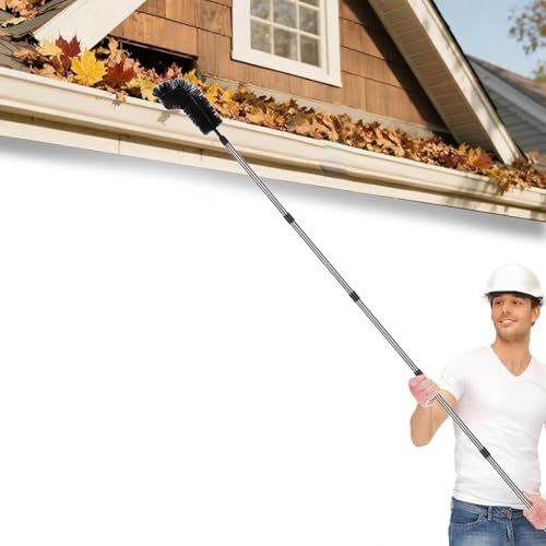 Extendable Outside Gutter Cleaner Tool for Roof Eaves, Gutter Cleaning Tools From Ground for Removing Leaves Debris From Roof Eaves/Drainage Trench(11.8ft(9 sections))