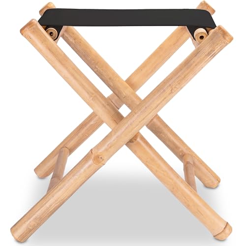 Decorasian Tabouret pliant en bambou – Repose-pieds et repose-pieds ou repose-pieds – Repose-pieds pliable et peu encombrant – Petit tabouret ottoman –...