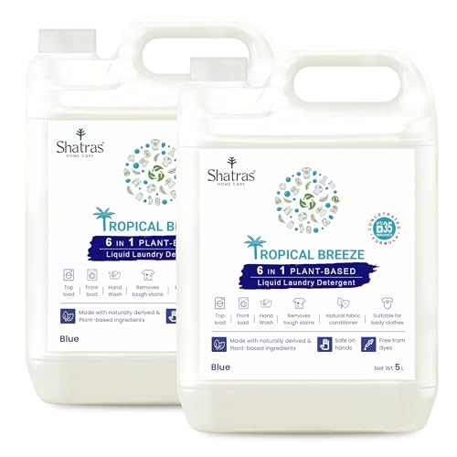 Image of Shatras Lavender Liquid Detergent 5 Litre - Concentrated Laundry Liquid for Fabric Care, Suitable for Top-Load & Front-Load Washing Machines and Hand Wash, Pack Of -2