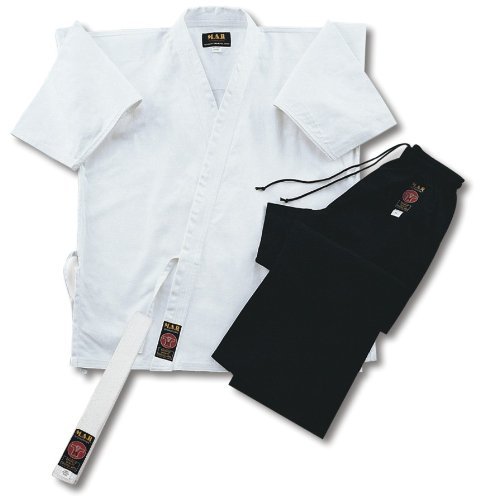 Tenue de karaté Playwell veste blanche pantalon noir taille 180cm