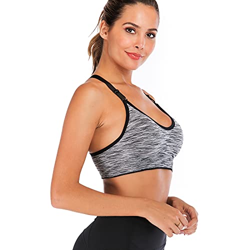 Yeyele Women 1Or 3 Or 5 Pack Medium Support And Removable Pad Tank Top Racerback Sports Bra Gray #TOP4