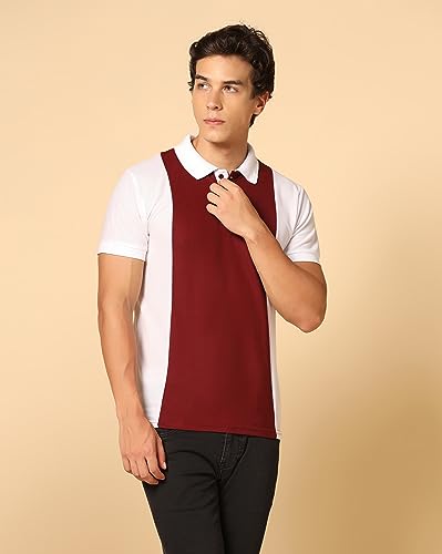 Image of INKKR Men's Solid Regular Fit T-Shirt (A10-POLO-FACTORY-MAROON-XXL A10-04