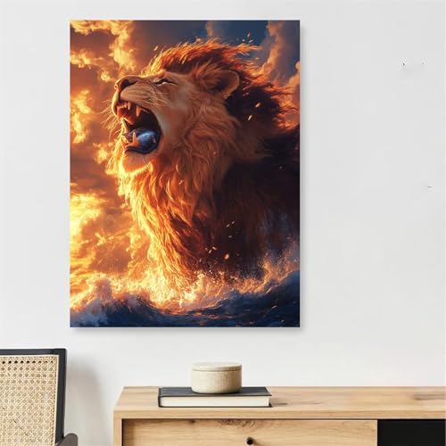 Peinture par numéro lion grand format pour réduire le stress et décorer votre maison