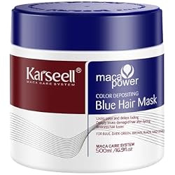Karseell Blue Color Depositing Conditioner, Deep Hair Mask Treatment Intensely Hydrating, Refreshes Color & Tone 500mL 16.9floz