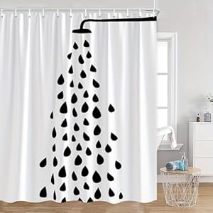 NXMYDBD Czarno-Biała Zasłona Prysznicowa z Haczykami