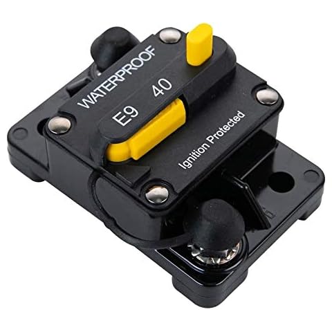 ANJOSHI 40Amp Circuit Breaker 30-300A with Manual Reset Trolling Motor Auto Car Marine Boat Bike Stereo Audio Terminal Inline Fuse Inverter for System Current Overload Protection 12V-48V DC Waterproof Cover