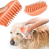 PETCUTE Cepillo para Gatos de Goma,Lavable Cepillos para Perros para Masaje Vepillo,Antideslizante,Ligero,Cepillo de Baño para Mascotas,para Perros y Gatos de Pelo Largo,Naranja