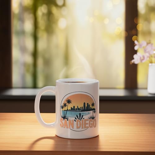 Taza de cerámica vintage San Diego 11oz blanca miniatura 3