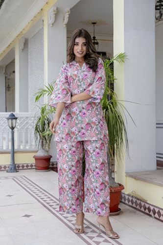 Image of Yashika Women Trendy Printed Cotton Blend Straight Kurta and Palazzo Set
