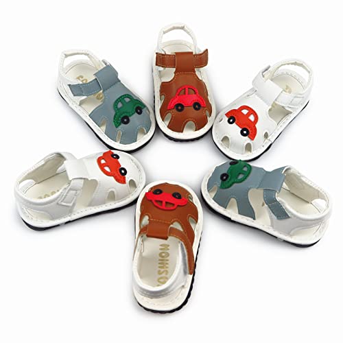 Image of WILLFUN Baby Boy Girl Summer Infant Squeaky Sandals Premium Rubber Sole Closed-Toe Non-Slip Shoes Toddler First Walkers