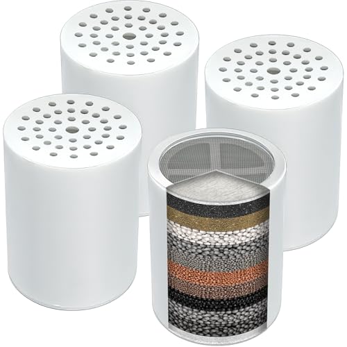 Casaheal 4 Pack 15 Stage Shower Filter Replacement Cartridge for Hard Water, Universally Compatible with Any Similar Design, Shower Water Softener with High Output
