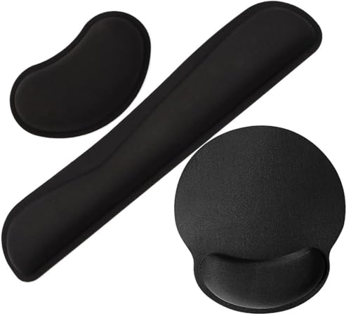 Lostwry Juego de reposamuñecas, alfombrilla de ratón, ergonómico, para ratón y teclado, para muñecas, viajes, trabajo y juegos, color negro