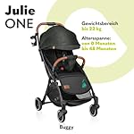 LIONELO Julie One Buggy Kinderwagen bis 22 kg, verstellbare Rückenlehne und Fußstütze, Moskitonetz, Beinwärmer, Getränkehalter und Transporttasche, zusammenklappbar TROPICAL GREEN